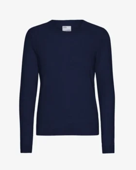 Damen-Pullover aus leichter Merinowolle mit Rundhalsausschnitt – Marineblau