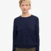 Damen-Pullover aus leichter Merinowolle mit Rundhalsausschnitt – Marineblau