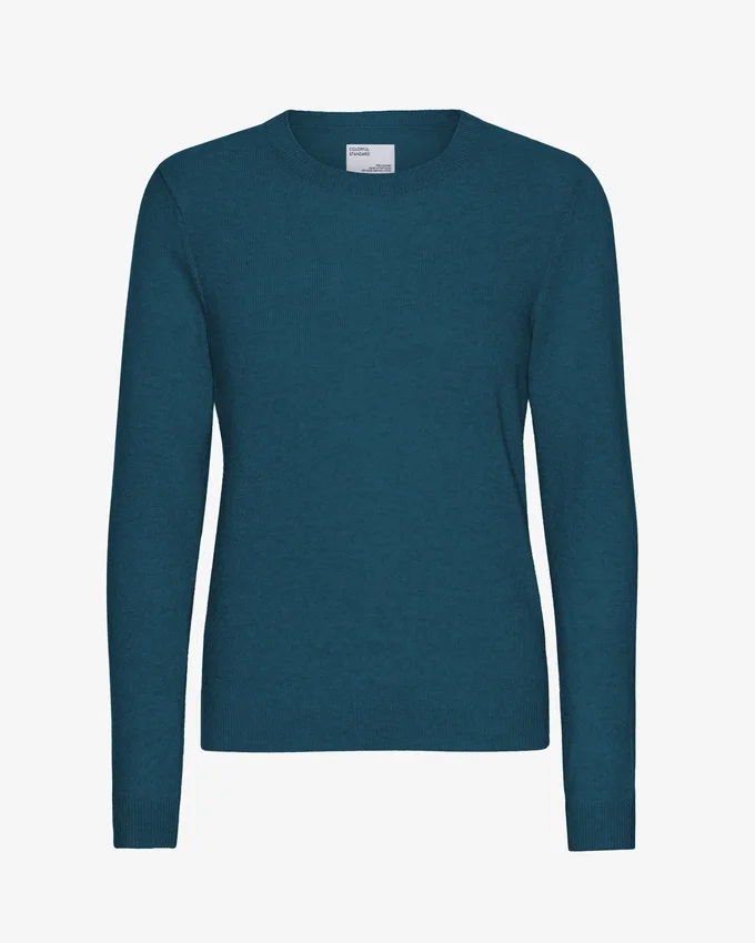 Damen-Pullover aus leichter Merinowolle – Ozeangrün