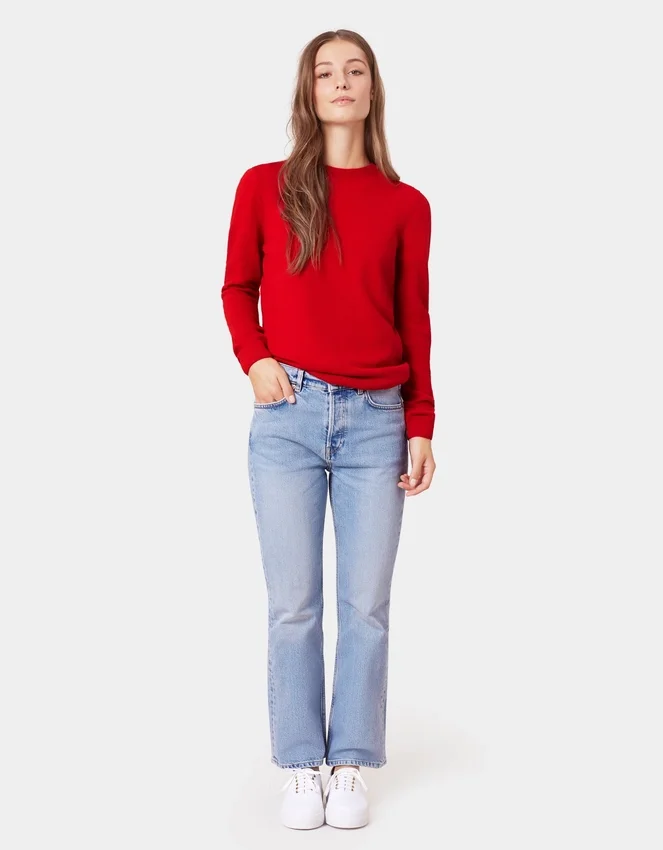 Damen-Pullover aus leichter Merinowolle – Ozeangrün