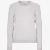 Damen-Pullover aus Merinowolle mit Rundhalsausschnitt – Schneemelange