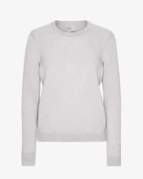 Damen-Pullover aus Merinowolle mit Rundhalsausschnitt – Schneemelange
