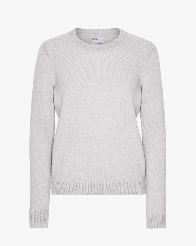 Damen-Pullover aus Merinowolle mit Rundhalsausschnitt – Schneemelange