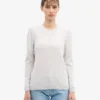 Damen-Pullover aus Merinowolle mit Rundhalsausschnitt – Schneemelange