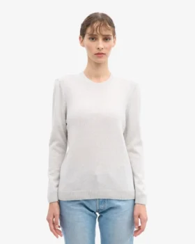 Damen-Pullover aus Merinowolle mit Rundhalsausschnitt – Schneemelange