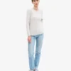 Damen-Pullover aus Merinowolle mit Rundhalsausschnitt – Schneemelange