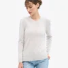 Damen-Pullover aus Merinowolle mit Rundhalsausschnitt – Schneemelange