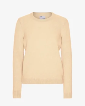Damen-Pullover aus Merinowolle mit Rundhalsausschnitt – zartes Gelb