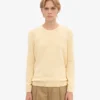 Damen-Pullover aus Merinowolle mit Rundhalsausschnitt – zartes Gelb