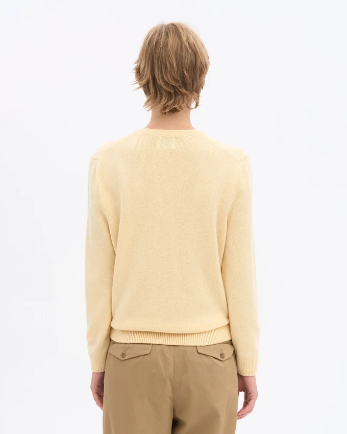 Damen-Pullover aus Merinowolle mit Rundhalsausschnitt – zartes Gelb