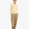 Damen-Pullover aus Merinowolle mit Rundhalsausschnitt – zartes Gelb