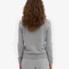 Damen-Strickjacke aus Merinowolle mit Kragen – meliertes Grau