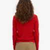Damen-Strickjacke mit Kragen aus Merinowolle – Rot-Mandarine