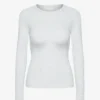 Damen-T-Shirt aus Bio-Baumwolle mit Rippbündchen und langen Ärmeln – Snow Melange