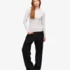 Damen-T-Shirt aus Bio-Baumwolle mit Rippbündchen und langen Ärmeln – Snow Melange