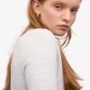 Damen-T-Shirt aus Bio-Baumwolle mit Rippbündchen und langen Ärmeln – Snow Melange