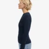Damen-T-Shirt aus Bio-Rippstoff mit langem Arm – Marineblau
