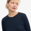 Damen-T-Shirt aus Bio-Rippstoff mit langem Arm – Marineblau