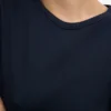 Damen-T-Shirt aus Bio-Rippstoff mit langem Arm – Marineblau