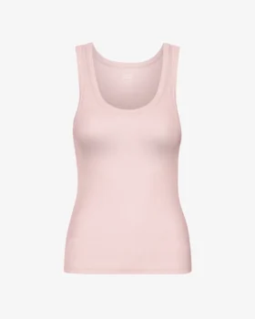 Damen-Tanktop aus Bio-Baumwolle mit Rippstrick – verblasstes Rosa