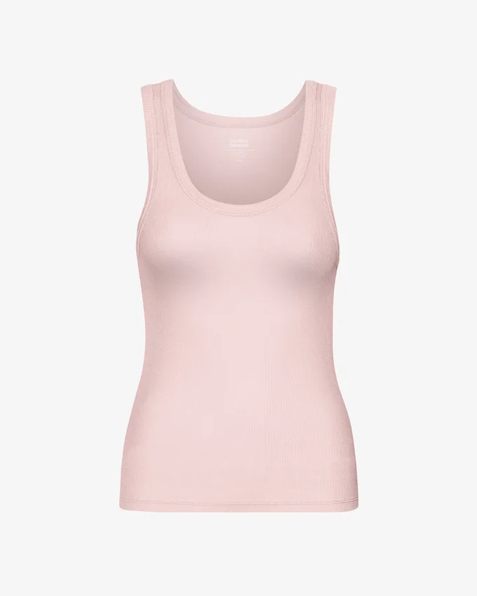 Damen-Tanktop aus Bio-Baumwolle mit Rippstrick – verblasstes Rosa