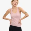 Damen-Tanktop aus Bio-Baumwolle mit Rippstrick – verblasstes Rosa