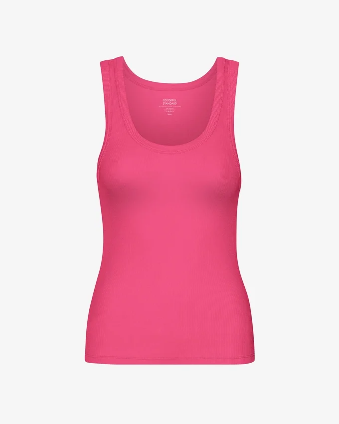 Damen-Tanktop aus Bio-Rippstoff – Bubblegum-Pink