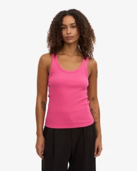 Damen-Tanktop aus Bio-Rippstoff – Bubblegum-Pink