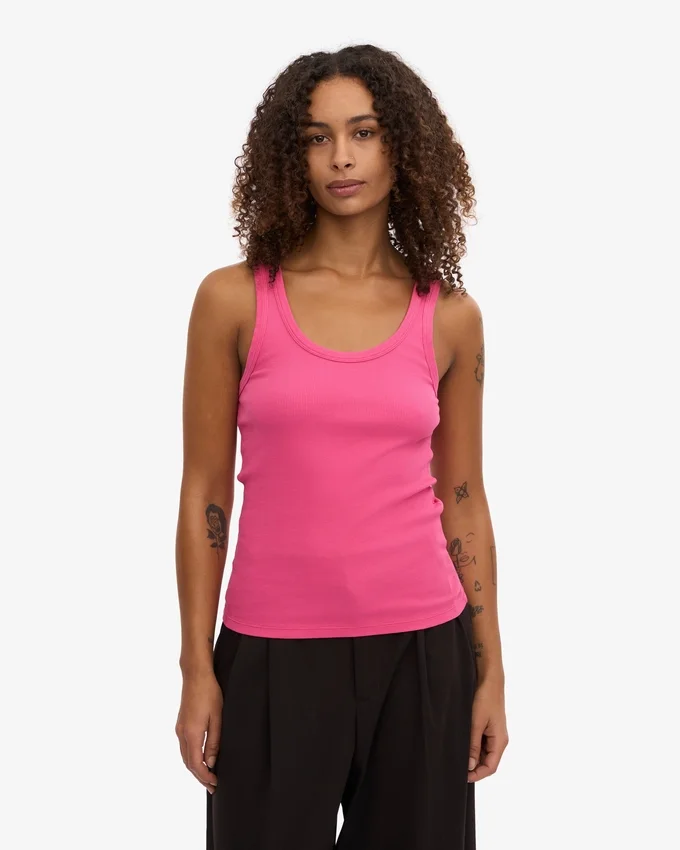 Damen-Tanktop aus Bio-Rippstoff – Bubblegum-Pink
