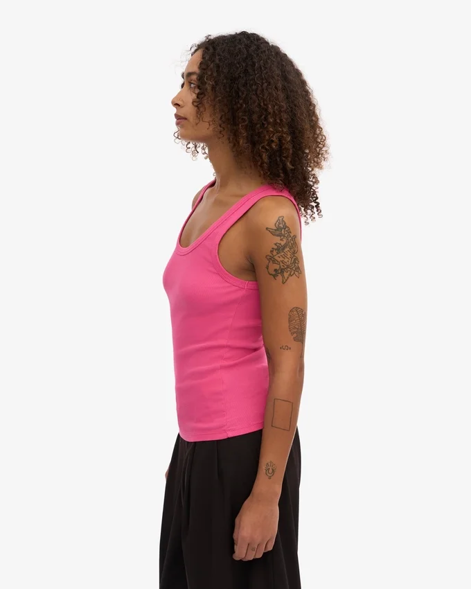 Damen-Tanktop aus Bio-Rippstoff – Bubblegum-Pink