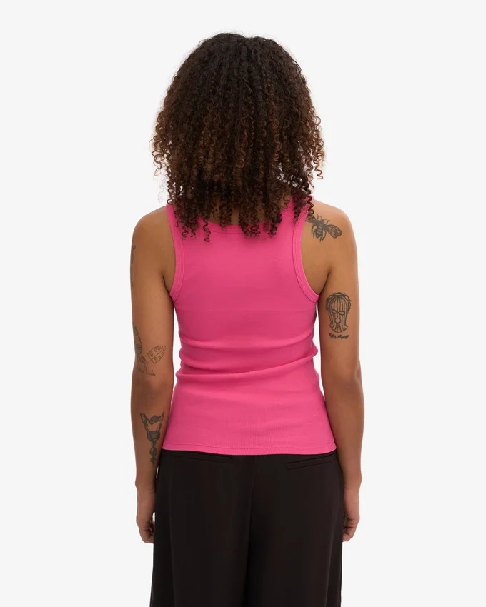 Damen-Tanktop aus Bio-Rippstoff – Bubblegum-Pink