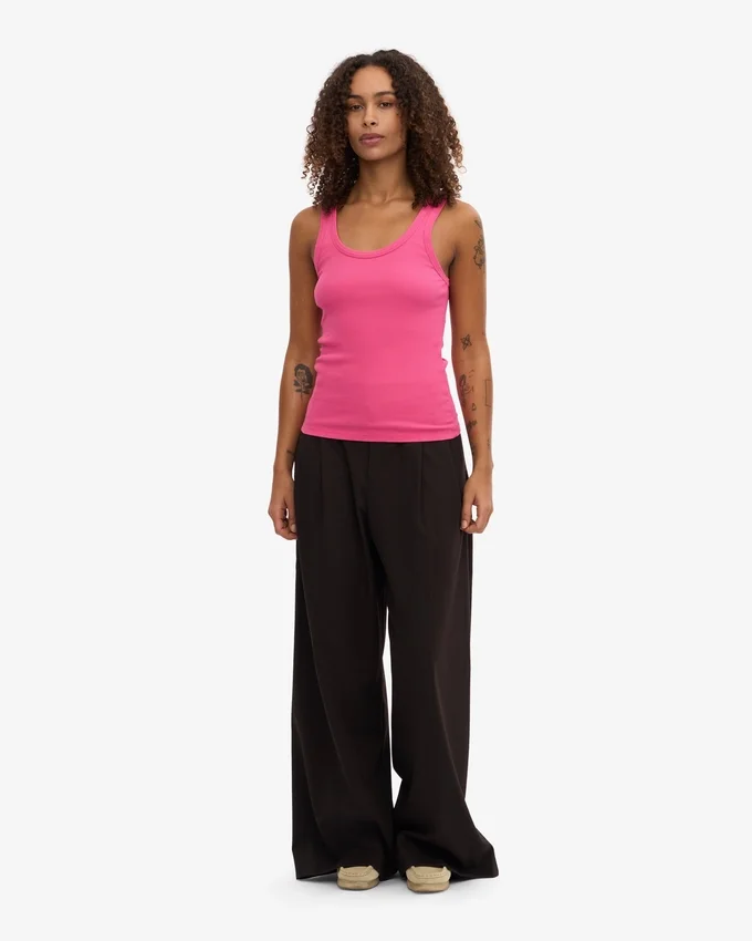 Damen-Tanktop aus Bio-Rippstoff – Bubblegum-Pink