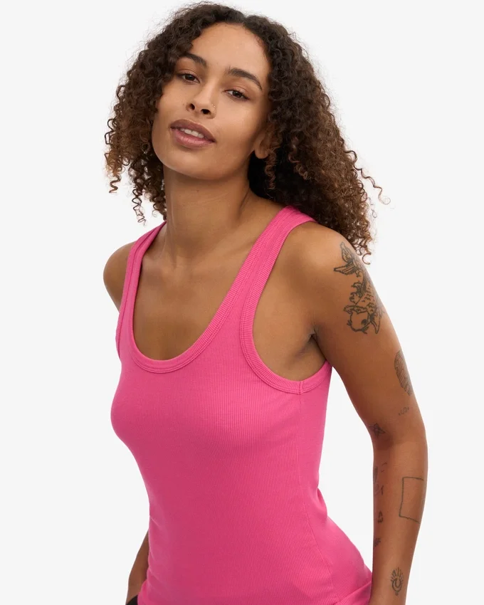 Damen-Tanktop aus Bio-Rippstoff – Bubblegum-Pink