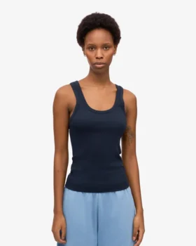 Damen-Tanktop aus Bio-Rippstoff – Marineblau