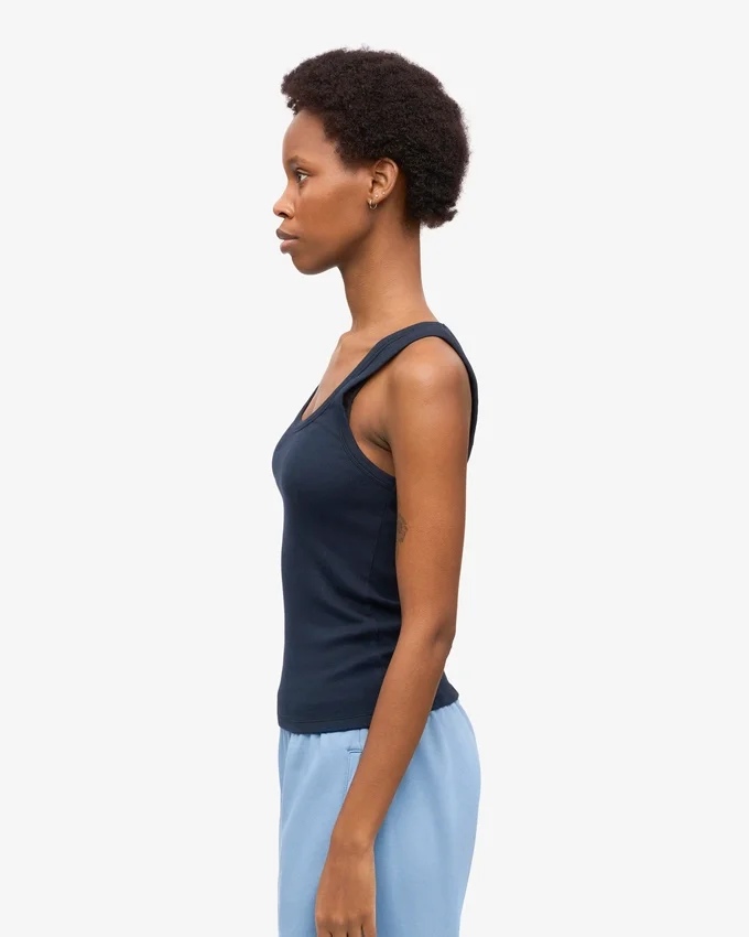 Damen-Tanktop aus Bio-Rippstoff – Marineblau
