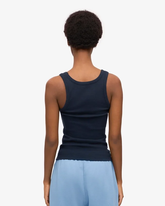 Damen-Tanktop aus Bio-Rippstoff – Marineblau