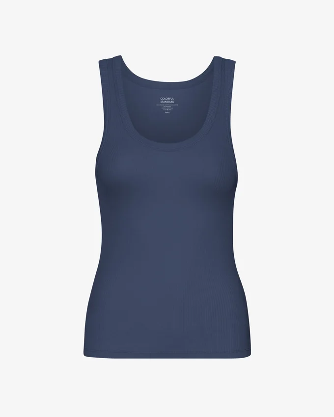 Damen-Tanktop aus Bio-Rippstoff – Petrolblau
