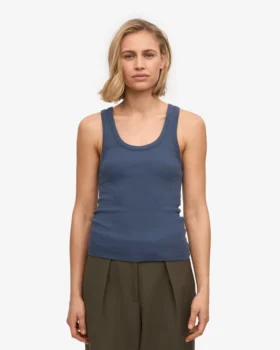 Damen-Tanktop aus Bio-Rippstoff – Petrolblau