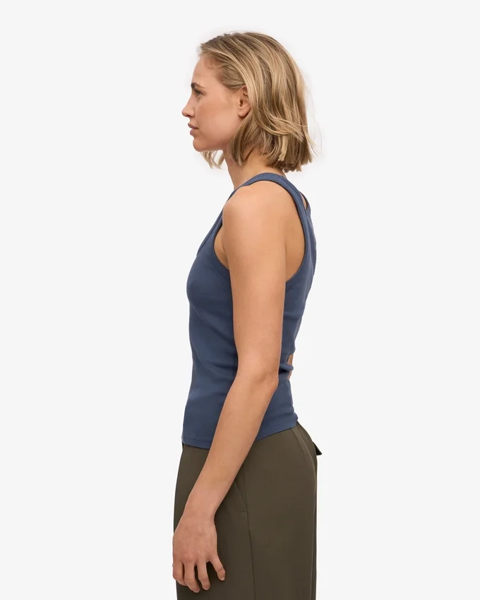 Damen-Tanktop aus Bio-Rippstoff – Petrolblau
