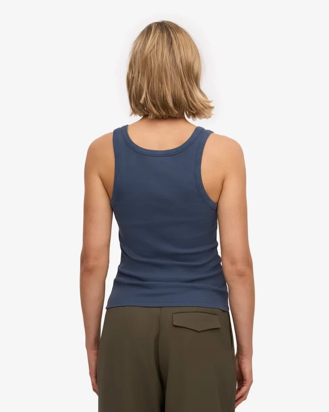 Damen-Tanktop aus Bio-Rippstoff – Petrolblau