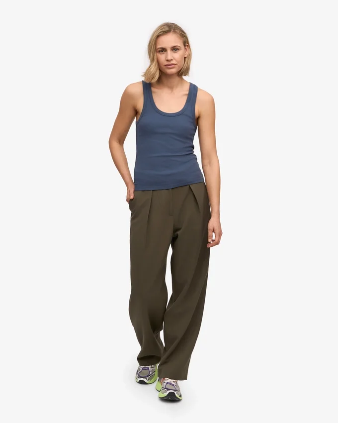 Damen-Tanktop aus Bio-Rippstoff – Petrolblau