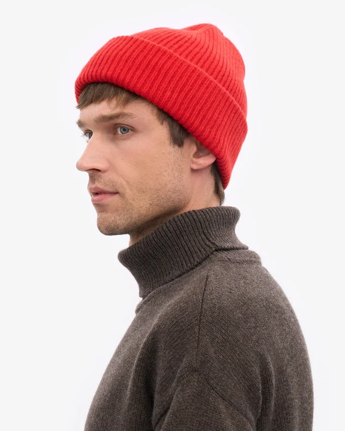 Hut aus Merinowolle – Red Tangerine