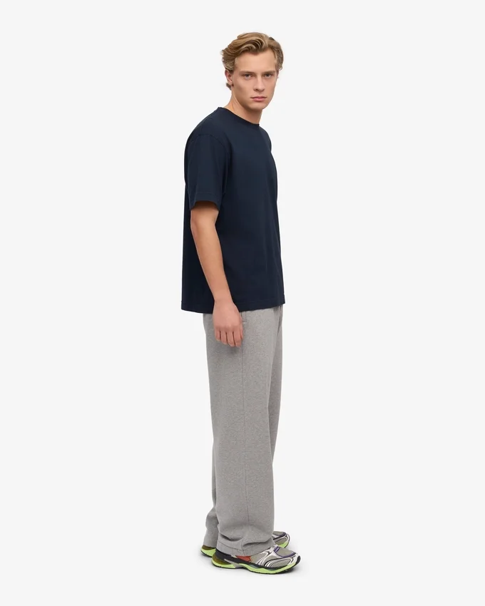 Jogginghose aus Bio-Baumwolle mit geradem Bein – meliertes Grau