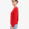 Klassischer Damen-Pullover aus Merinowolle mit Rundhalsausschnitt – Mandarinenrot