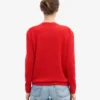 Klassischer Damen-Pullover aus Merinowolle mit Rundhalsausschnitt – Mandarinenrot