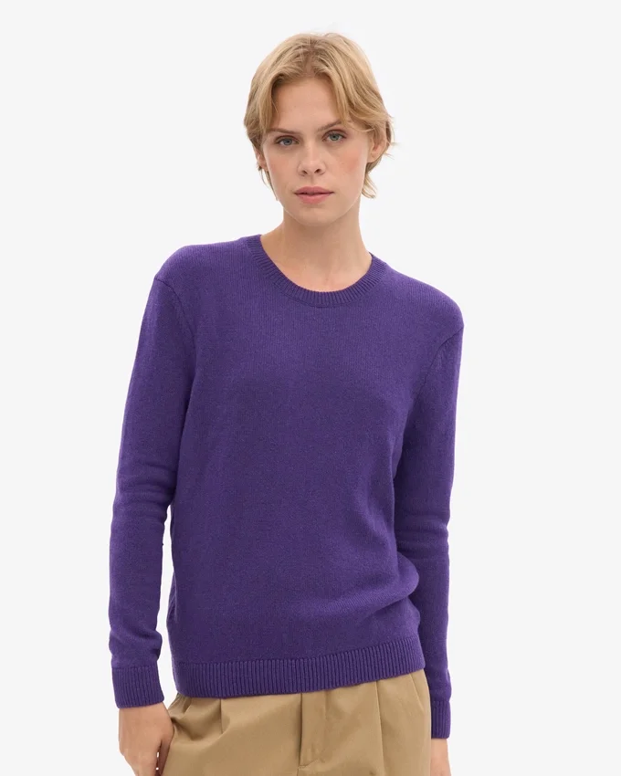 Klassischer Merinowoll-Pullover für Damen – Ultraviolett