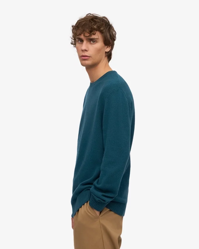 Klassischer Merinowoll-Pullover – Ozeangrün