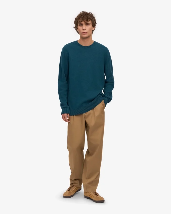 Klassischer Merinowoll-Pullover – Ozeangrün