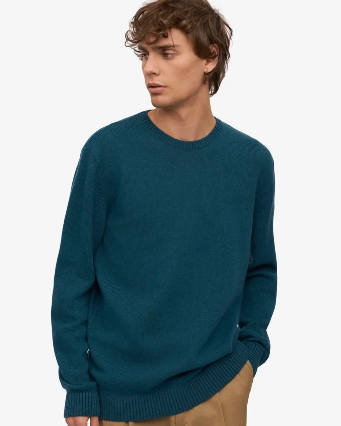 Klassischer Merinowoll-Pullover – Ozeangrün