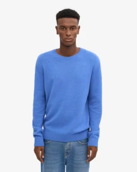 Klassischer Merinowoll-Pullover – Pazifikblau